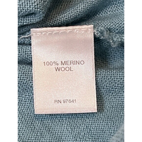 J. Jill Merino Wool V-Neck Sweater Sky Blue Soft Pastel Rolled Neck Women Size M - Picture 9 of 11